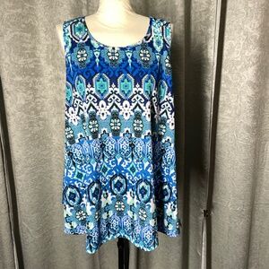Women’s XL New Directions Blue/Green/White Top